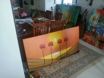 Affordable Custom Made 3 Panels Flower Oil Painting On Canvas  In Malaysia Office/ Home @ ArtisanMalaysia.com