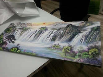 Affordable Custom Made Waterfall Mountain Oil Painting Made On Canvas In Malaysia