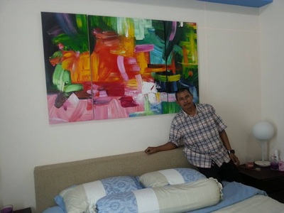 Affordable Modern Vibrant Colourful Abstract Oil Painting Made On Canvas In Malaysia Office/ Home @ ArtisanMalaysia.com