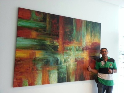 Affordable Contemporary Vibrant Green Abstract Oil Painting Made On Canvas In Malaysia Office/ Home @ ArtisanMalaysia.com