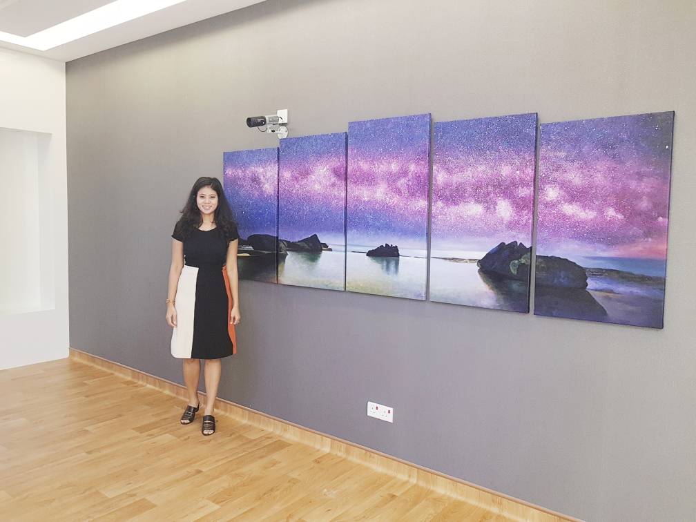 Affordable Custom Made 5 Panels Scenery Galaxy Oil Painting In Malaysia Office/ Home @ ArtisanMalaysia.com
