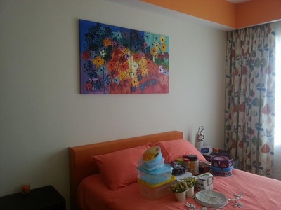 Affordable Colourful Vibrant Flower Abstract Oil Painting Made On Canvas In Malaysia Office/ Home @ ArtisanMalaysia.com