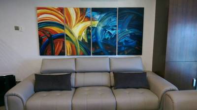 Affordable Custom Made 5 Panels Contemporary Abstract Oil Painting On Canvas  In Malaysia Office/ Home @ ArtisanMalaysia.com