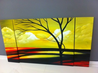 Affordable Custom Made Hand-painted 3 Panels Contemporary Landscape Oil Painting In Malaysia Office/ Home @ ArtisanMalaysia.com