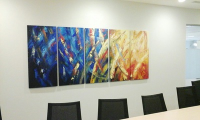 Affordable 5 Panels Abstract Oil Painting Made On Canvas In Malaysia