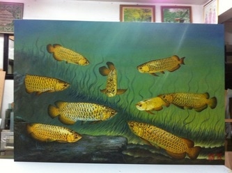 Affordable Custom Made Arowana Fish Oil Painting Made On Canvas In Malaysia Office/ Home @ ArtisanMalaysia.com