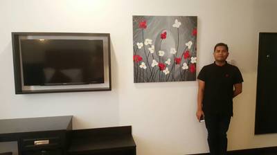 Affordable Minimalist Flower Oil Painting Made On Canvas In Malaysia Office/ Home @ ArtisanMalaysia.com