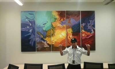 Affordable 5 Panels Contemporary Vibrant Abstract Oil Painting Made On Canvas In Malaysia Office/ Home @ ArtisanMalaysia.com