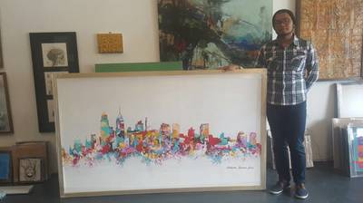 Affordable Custom Made Hand-painted Modern Cityscape Abstract Oil Painting In Malaysia Office/ Home @ ArtisanMalaysia.com