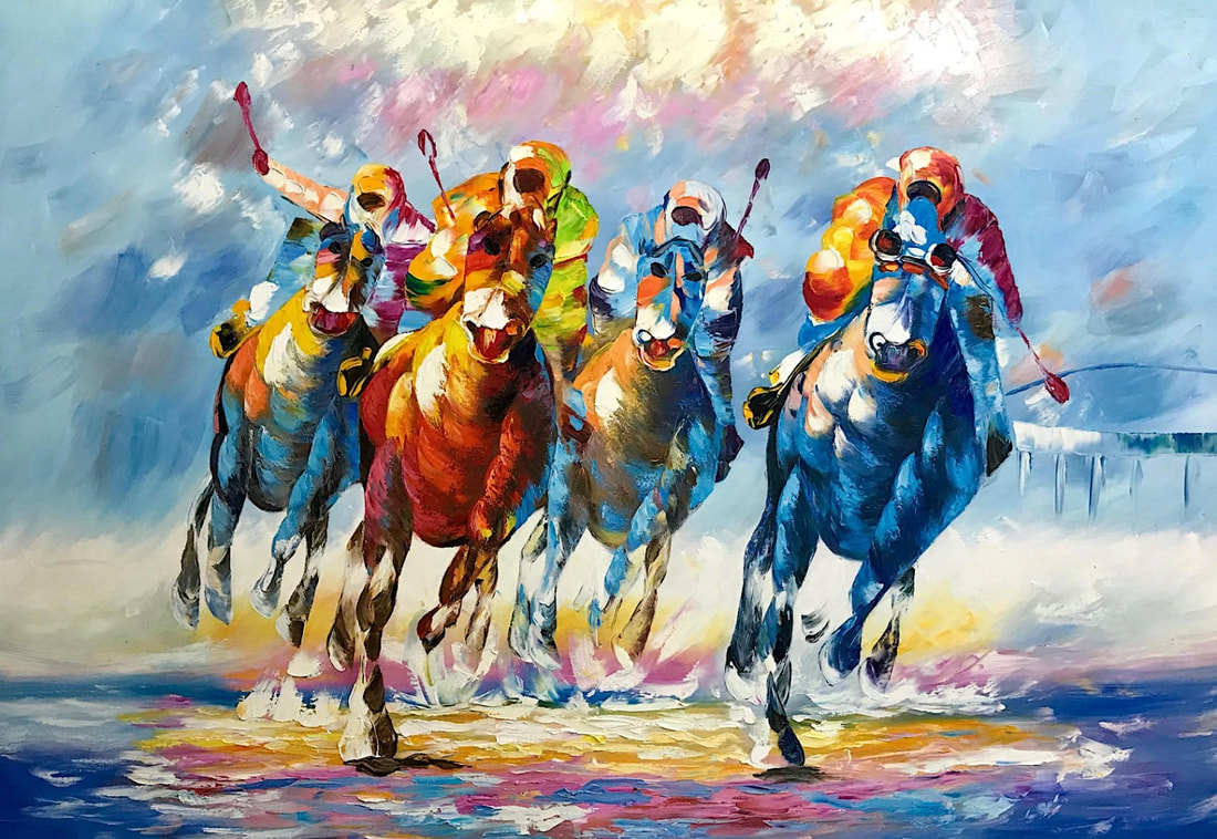 Affordable Polo Horse Oil Painting Made On Canvas In Malaysia