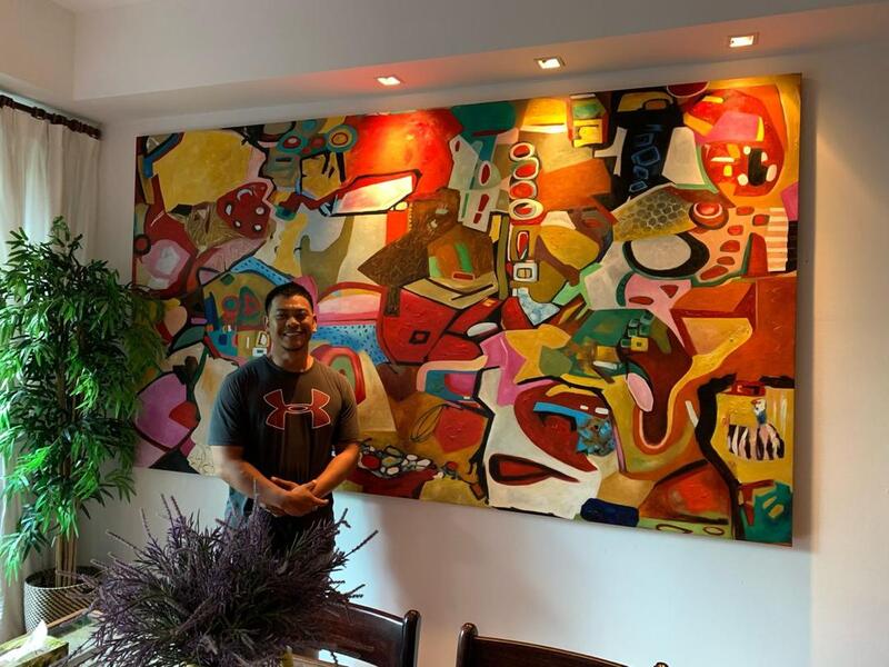 Affordable Custom Made Hand-painted Balinese style Funky Abstract Oil Painting In Malaysia Office/ Home @ ArtisanMalaysia.com 03