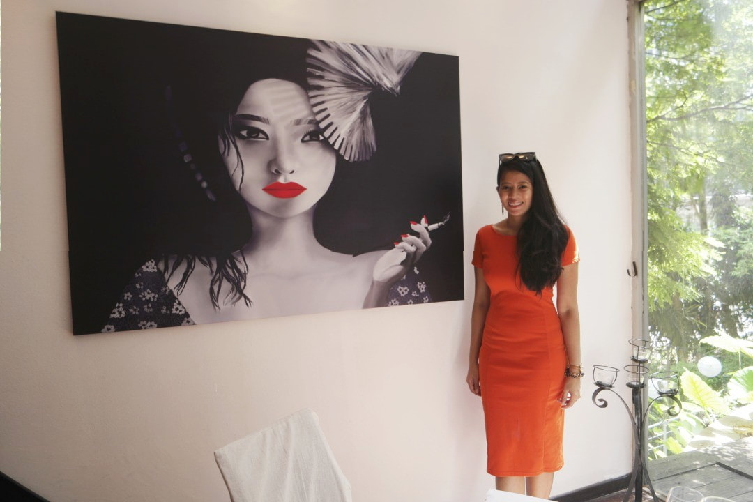 Affordable Custom Made Hand-painted Modern Contemporary Japanese Lady in Red Oil Painting In Malaysia Office/ Home @ ArtisanMalaysia.com