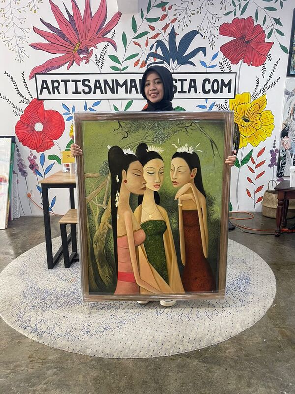 Affordable Custom Made Hand-painted Balinese style Women Portrait Oil Painting In Malaysia Office/ Home @ ArtisanMalaysia.com 08