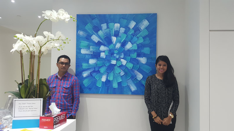 Affordable Custom Made Modern Eclectic Blue Abstract Oil Painting On Canvas  In Malaysia Office/ Home @ ArtisanMalaysia.com