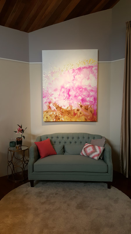 Affordable Custom Made  Contemporary Pink Abstract Oil Painting On Canvas  In Malaysia Office/ Home @ ArtisanMalaysia.com
