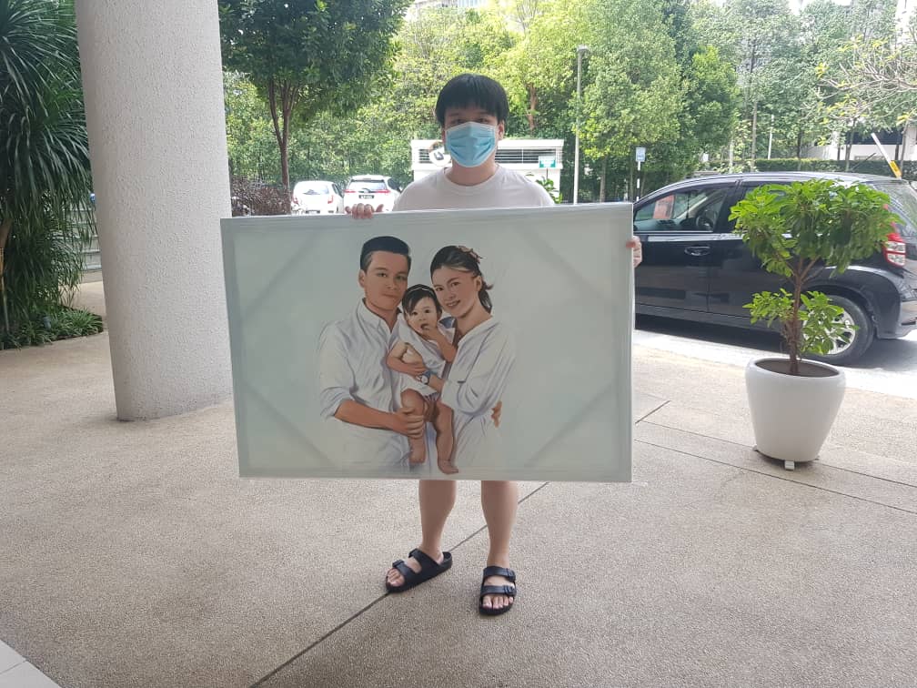 Affordable Custom Made Family Portrait Oil Painting On Canvas  In Malaysia Office/ Home @ ArtisanMalaysia.com