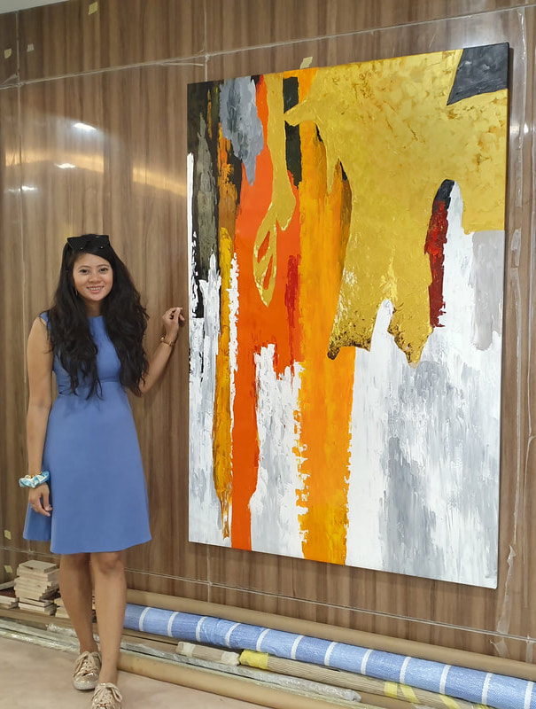 Affordable Custom Made Hand-painted Modern Minimalist Orange Abstract Oil Painting In Malaysia Office/ Home @ ArtisanMalaysia.com