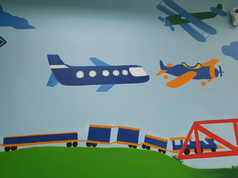 Affordable Aeroplane Helicopter  Kids Mural Art In Malaysia