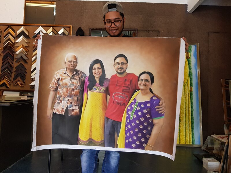 Affordable Custom Made Family Portrait Oil Painting On Canvas  In Malaysia