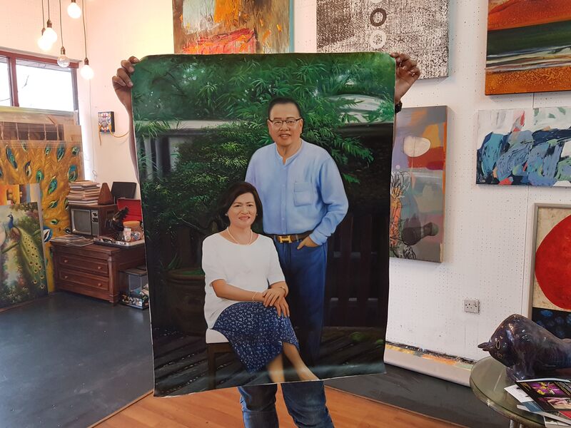 Affordable Custom Made Couple Portrait Oil Painting On Canvas  In Malaysia