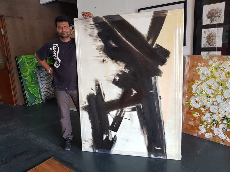 Affordable Custom Made Minimalist Abstract Oil Painting On Canvas In Malaysia