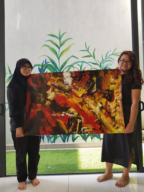 Affordable Custom Made Contemporary Bold Red  Abstract Oil Painting On Canvas  In Malaysia Office/ Home @ ArtisanMalaysia.com