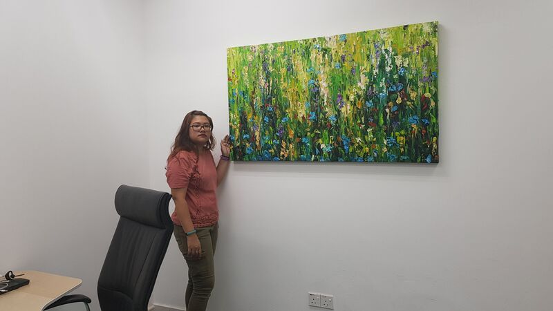 Affordable Custom Made Green Abstract Oil Painting On Canvas In Malaysia Office/ Home @ ArtisanMalaysia.com