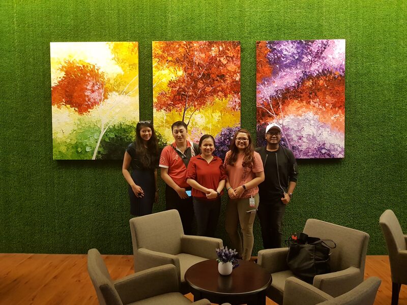 Affordable Custom Made 3 Panels Colourful Flower Abstract Oil Painting On Canvas In Malaysia Affordable Custom Made Hand-painted Artistic Mid-Century Modern Stunning Audrey Of Mulberry Tristan Eaton Street Girl Art Oil Painting In Malaysia Office/ Home @ ArtisanMalaysia.com