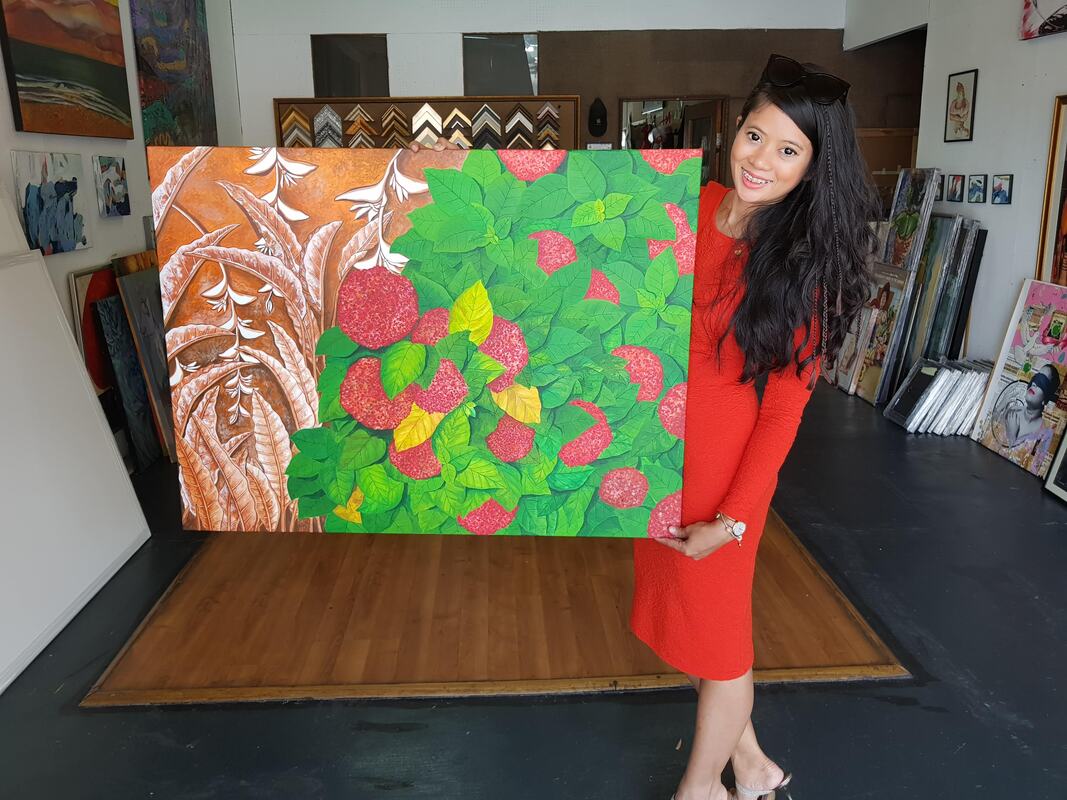 Affordable Custom Made Floral Oil Painting On Canvas In Malaysia Affordable Custom Made Hand-painted Artistic Mid-Century Modern Stunning Audrey Of Mulberry Tristan Eaton Street Girl Art Oil Painting In Malaysia Office/ Home @ ArtisanMalaysia.com