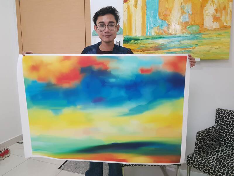 Affordable Custom Made Colourful Scenery Abstract Digital Printing On Canvas In Malaysia Affordable Custom Made Eclectic Geometry Colourful Abstract Oil Painting On Canvas In Malaysia Office/ Home @ ArtisanMalaysia.com
