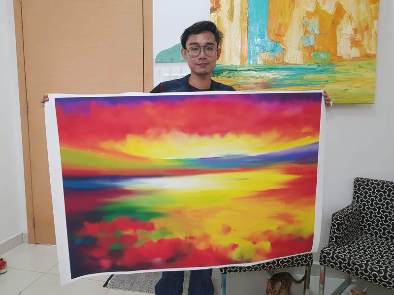 Affordable Custom Made Colourful Scenery Abstract Digital Printing On Canvas In Malaysia Affordable Custom Made Eclectic Geometry Colourful Abstract Oil Painting On Canvas In Malaysia Office/ Home @ ArtisanMalaysia.com