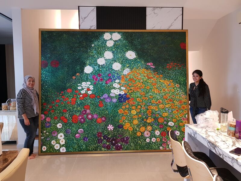 Affordable Custom Made Hand-painted Farmer's Garden by Gustav Klimt Oil Painting In Malaysia Office/ Home @ ArtisanMalaysia.com