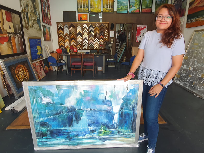 Affordable Custom Made Blue Abstract Oil Painting On Canvas  In Malaysia