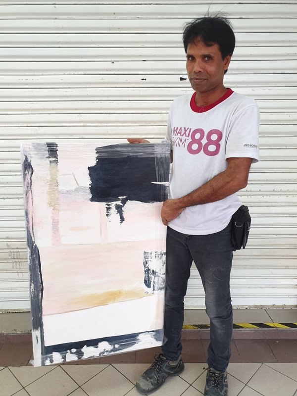 Affordable Custom Made Minimalist Abstract Oil Painting On Canvas  In Malaysia Office/ Home @ ArtisanMalaysia.com