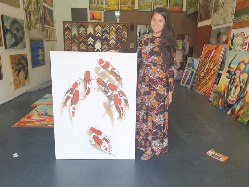 Affordable Custom Made Modern Koi Fish Oil Painting On Canvas  In Malaysia Office/ Home @ ArtisanMalaysia.com