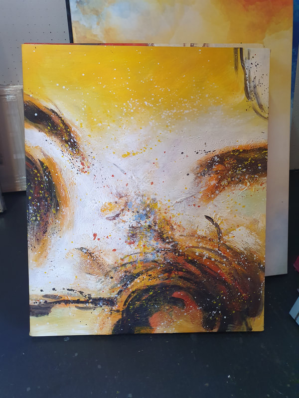 Affordable Custom Made Minimalist Yellow Abstract Oil Painting On Canvas In Malaysia Office/ Home @ ArtisanMalaysia.com