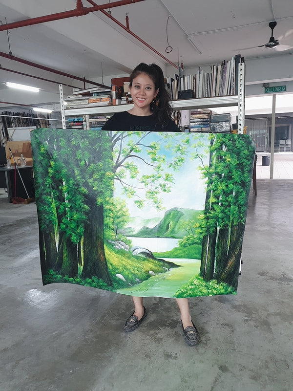 Affordable Custom Made Green Forest Scenery Oil Painting On Canvas In Malaysia Office/ Home @ ArtisanMalaysia.com