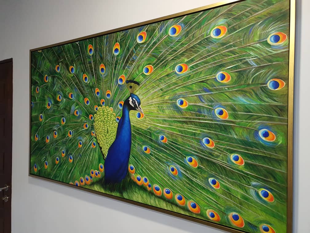 Affordable Custom Made Realistic Majestic Peacock Oil Painting On Canvas In Malaysia Office/ Home @ ArtisanMalaysia.com