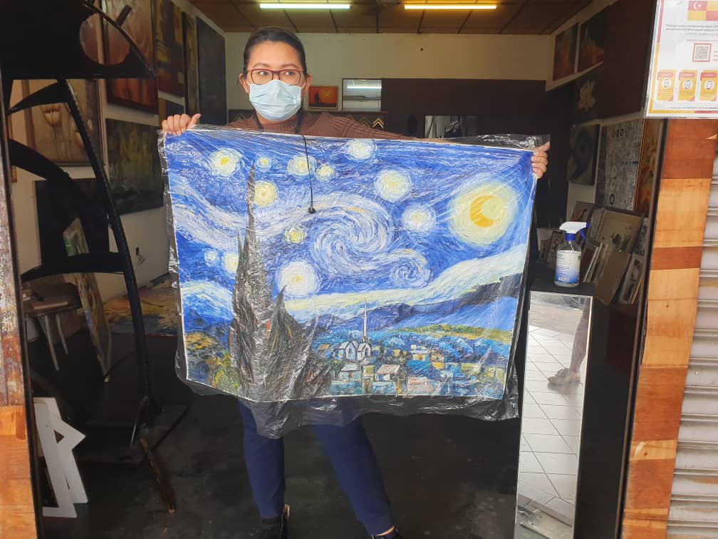 Affordable Custom Made Hand-painted Timeless Starry Night by Vincent Van Gogh Oil Painting In Malaysia Office/ Home @ ArtisanMalaysia.com