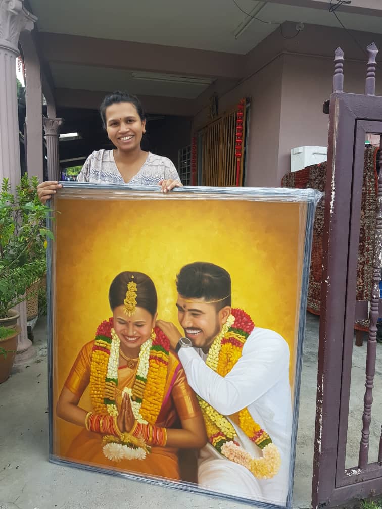 Affordable Custom Made Hand-painted Wedding Portrait Oil Painting In Malaysia Office/ Home @ ArtisanMalaysia.com