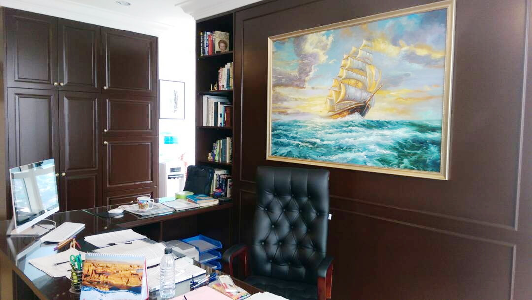 Custom Made Ship Oil Painting In Malaysia Office