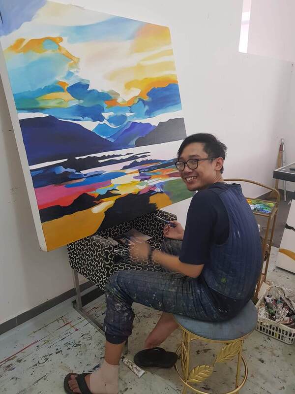 Affordable Custom Made Hand-painted Modern Colourful Mountain Scenery Oil Painting In Malaysia Office / Home @ ArtisanMalaysia.com