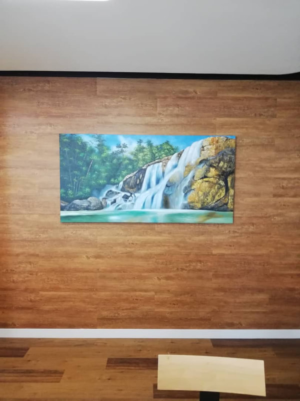 Affordable Scenery Waterfall Oil Painting Made On Canvas In Malaysia Office/ Home @ ArtisanMalaysia.com