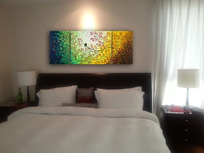 Affordable Custom Made Hand-painted  3 Panels Flower  Contemporary Abstract Oil Painting In Malaysia Office/ Home