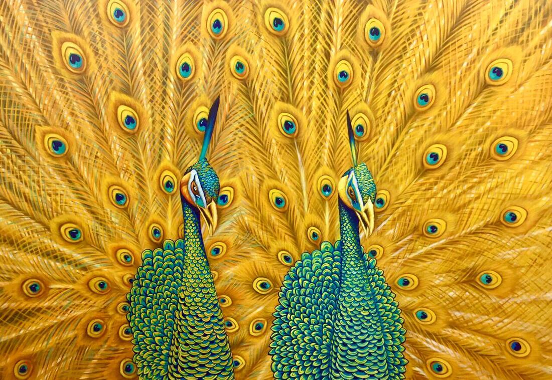 Affordable Peacock Oil Painting Made On Canvas In Malaysia Office/ Home @ ArtisanMalaysia.com