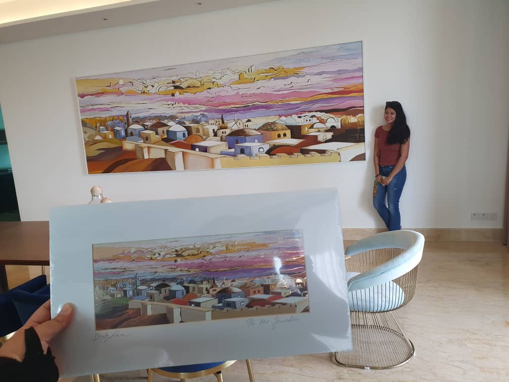 Affordable Custom Made Hand-painted Golden City Scenery Oil Painting In Malaysia Office/ Home @ ArtisanMalaysia.com