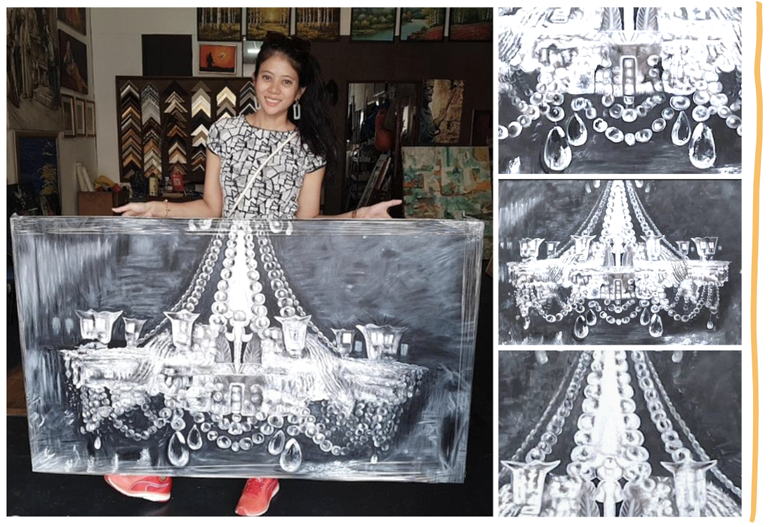 Affordable Custom Made Hand-painted Commissioned Chandelier Oil Painting In Malaysia Office/ Home @ ArtisanMalaysia.com