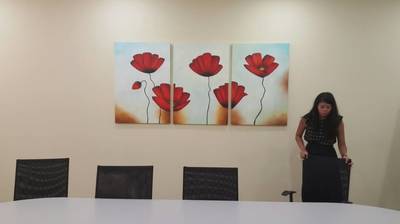Affordable Custom Made 3 Panels Flower/Floral Oil Painting Made On Canvas In Malaysia
