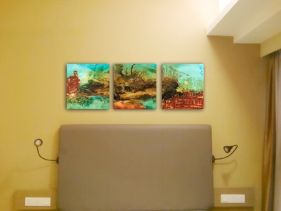 Affordable Custom Made Hand-painted  3 Panels Contemporary Abstract Oil Painting In Malaysia Office/ Home