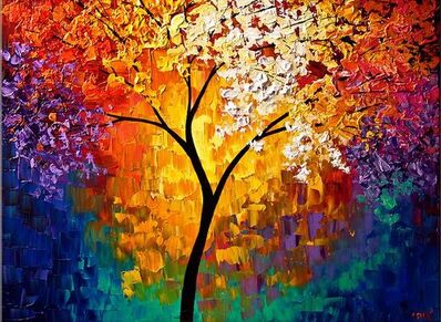 Affordable Custom Made Hand-painted Vibrant Bold Contemporary Panels Eclectic Colourful Landscape Palette Knife Oil Painting In Malaysia Office/ Home @ ArtisanMalaysia.com
